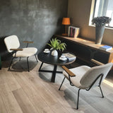 Round Coffee Table Wood Grain and Black Metal W2221P190907