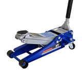 Low level steel vehicle floor standing hydraulic jack with dual piston rapid lift pump, capacity of 06381776