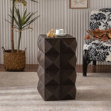23.62"Height Three-dimensional Embossed Pattern Design Retro Side Table Retro Wooden Nightstand W757P250946
