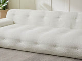 87.4-inch Cloud Series Minimalist Button-Tufted Square Arm Three-Seater Sofa, Chenille Sofa, W3505P383948