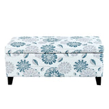 Luxury Storage Ottoman with Floral Patterned Fabric, Soft-Close Hinges, Multi-Functional Footrest & N767P257582F