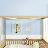 Full Size Canopy Frame Floor Bed with Fence, Guardrails,Natural W504P143283