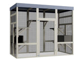 Gray Wooden Catio Outdoor Pet Enclosure with Waterproof Top, Spacious and Secure Cat House & Small W773P362350