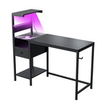 ZUN Computer Desk with Power Outlet & Storage Shelves, Study Writing Table with USB Ports Charging 20137043