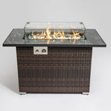 ZUN 44inch Outdoor Fire Pit Table, Propane Fire Table with Ceramic Tabletop Gas Fire Table W85343036