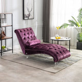 COOMORE Velvet Chaise Lounge Indoor,Button-Tufted Upholstered Chaise Lounge Chair with Pillow for W39538679