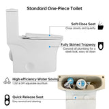 1.1/1.6 GPF Elongated Comfort Height Floor Mounted One-Piece Toilet, CUPC Certified, WaterSense B2724P246933
