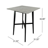 ZUN Modern Bar Height 42" Dining Table, Rubberwood Legs and Laminate Table Top, Gray Finish, Black 65503.00CEM