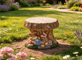 16.93" Sculptures Garden Statues, Rabbit Tree Stump Stool Garden Statue, Magnesium Oxide Stone W6572P574576