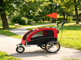 Red 2 in 1 Dog Bike Trailer Foldable Pet Stroller with Suspension, for Medium Dogs Outdoor Cycling 79931247