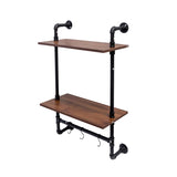 Industrial Pipe Shelf 3 Tier and 2 Tier Wall Mounted Shelves 36in Wood Display Shelves, and 3 W331P279737