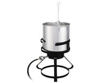 13*32inch Four-Piece Set, Black Round Iron Stove Frame, Silver Aluminum 30qt Turkey Pot 10qt Fish 39889046
