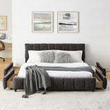 Queen Size Upholstered Bed ,comfortable upholstered bed frame, Chenille fabric, with headboard and W487P235286