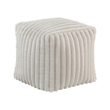 Square Pouf Plush Off-White Corduroy Fabric Upholstery Modern Ottoman, Footstool, Non-Slip Floor B011P251647