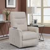 Beige Upholstered Power Lift Recliner with Storage Pocket B062P145449