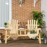 Wood Patio Chair Bench with Center Coffee Table/Garden chairs/courtyard chairs 59075108