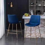 ZUN Aufurr Modern Velvet 26.50 Counter Height Stool, Set of 2, Blue T2574P164827