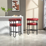 ZUN House Hold Bar Set of 2, Modern Bar Stool with Back, Black Metal Frames, Upholstered Bar W1588P194938