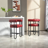 ZUN House Hold Bar Set of 2, Modern Bar Stool with Back, Black Metal Frames, Upholstered Bar W1588P194938