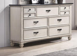 ZUN Beautiful Farmhouse Two-Tone Finish 1Pc Dresser Storage Drawers Bedroom Furniture Black Nickel B011P228559