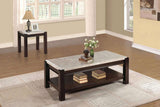Genuine Marble Top End Table Dark Cherry Finish Wood Frame Contemporary Living Room Furniture 1pc B011P175757