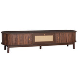 Modern Design TV Stand for 75" TVs, Media Console TV Cabinet with Rattan-Front Drawer for Living N710P257609P