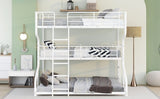 ZUN Full XL over Twin XL over Queen Size Triple Bunk Bed with Long and Short Ladder,White 42648528