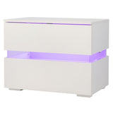 RGB LED Double Side Cabinet Bedside Table White 50895422
