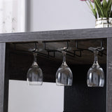ZUN Home Bar Table with Wine Glass Compartment and Three Shelves in Distressed Grey & Black B107130874