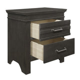 Transitional Bedroom 1pc Nightstand of Center Glides Drawers Charcoal Gray Finish Bed Side Table B01151369