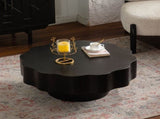 Scalloped Black Coffee Table Unique Wave-Edge Shape, Elegant Focal Piece for Stylish Spaces. W3081P389074