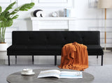 Black 3-Seater Futon Sofa Bed, Twin Folding Sleeper Sofa, Sturdy Metal Frame, Skin-Friendly B347P507913