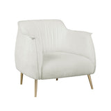 Luxury Furniture 1pc Accent Chair White Beautiful Boucle Upholstery Gold Finish Metal Legs Elegant B011P256312