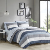 ZUN Cal King Stripe Comforter Set with Bed Sheets B03599096