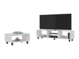 Carter 2 Piece Living Room Set, Streamlined with TV Stand and Coffee Table, White B097P474316