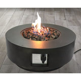 ZUN 11" H x 30" W Fiber Reinforced Concrete Propane Gas Outdoor Fire Pit Table with Lid B120P198397