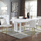 White and Gold Side Chair with Metal Base B062P209295