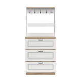 Light Oak and White Shoe Cabinet with Drop Down Drawer B062P189216