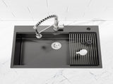 Stainless Steel Kitchen Sink, 33x22 Single Bowl, Overmount Handmade Sink in Black, with Cutting 16588436