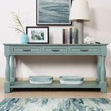 63inch Long Wood Console Table with 3 Drawers and 1 Bottom Shelf for Entryway Hallway Easy Assembly W1202114031