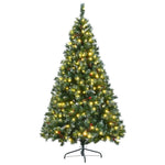 ZUN 6FT Dark Green Pine Christmas, Pre-Lit Set with & Garland & Wreath, Hinged Artificial Xmas N704P198436F