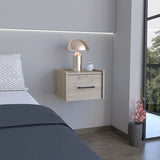 Floating Nightstand, Space-Saving Design with Handy Drawer and Surface, Light Gray B097P163091
