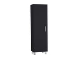 Storage Cabinet 71"H with 5-Tier Shelf, 3 Broom Hangers and Metal hardware, Black B097P221373
