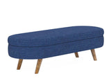 Ottoman Oval Storage Bench,Rubber Wood Legs,BLUE W487P220594