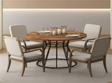 Brown 47" Round Dining Table , Family-Sized for 4-6 People, Hourglass Metal Base & Curved Tabletop 32267114