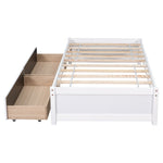 ZUN Twin Bed with 2 Drawers, Solid Wood, No Box Spring Needed ,White 95467586