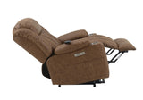 ZUN ACME Omarion Power Recliner w/Lift, Heating & Massage, Brown Leather Aire LV02997