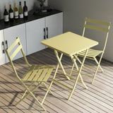 3 Piece Patio Bistro Set of Foldable Square Table and Chairs, Yellow W1586P143173