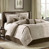 7 Piece Micro Corduroy Comforter Set Taupe Queen B03596929