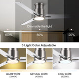 52" Brushed Nickel Lowe Profile Ceiling Fan with Light W1367P270460